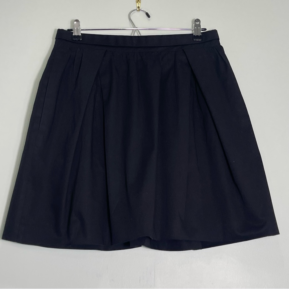 CARVEN Mini Skirt Black Lined Pleated Waist Zip Pockets Stretch Size 42 (US 10)